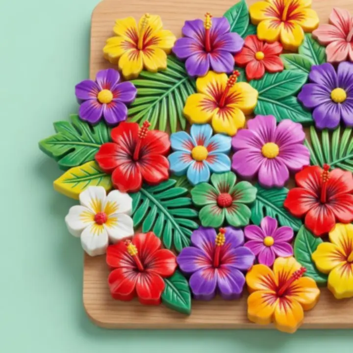Floral és trópusi csempeminták részletes nézete a Tile Match játékból