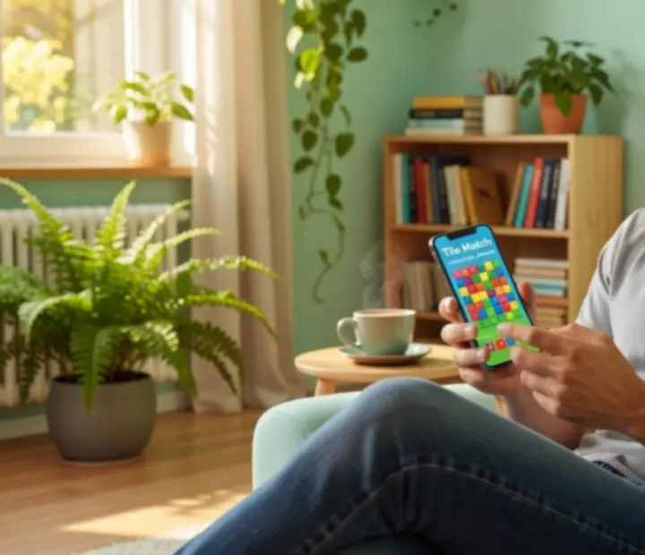 Magyar játékos képernyőjén fut a Tile Match csempe puzzle