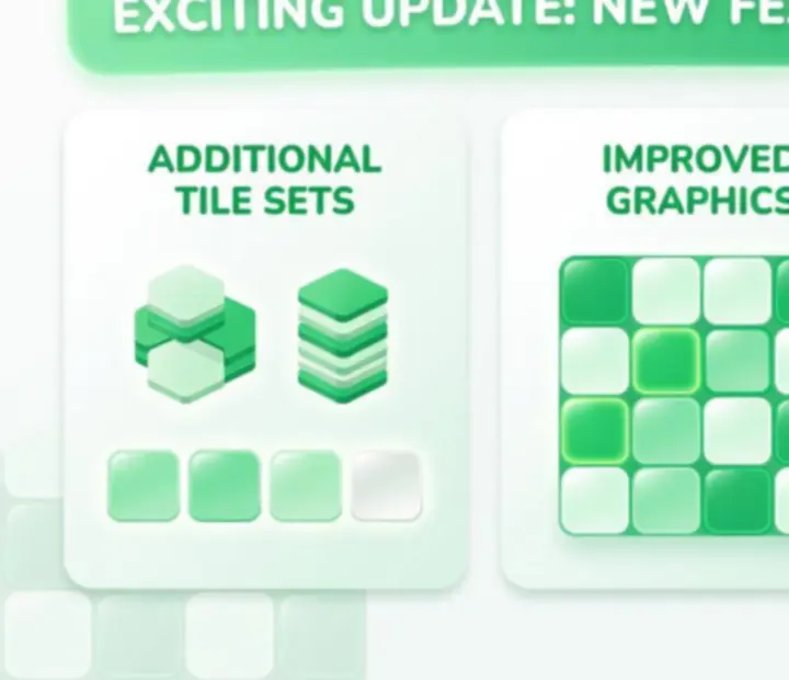 Tile Match verziófrissítés képernyőjén új pályák és csempék